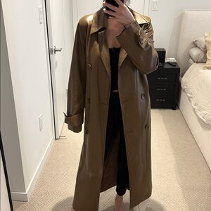 STAND STUDIO Brown Faux Leather Trench Coat - Women XS/S